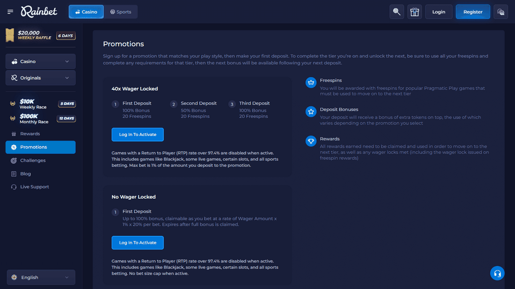 Sito web di Rainbet Casino 2026 - Incentivi, Giochi e Recensioni